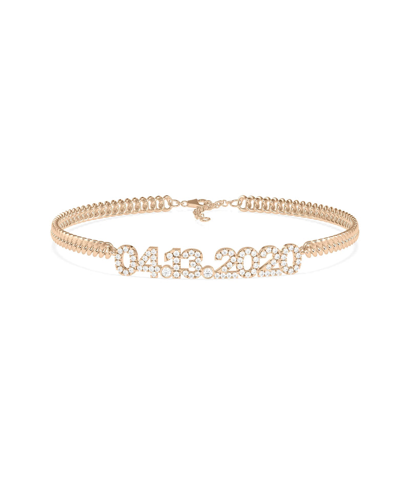 Custom Diamond Pave Date Curb Link Bracelet - 79e | Everyday 14K Gold Jewelry