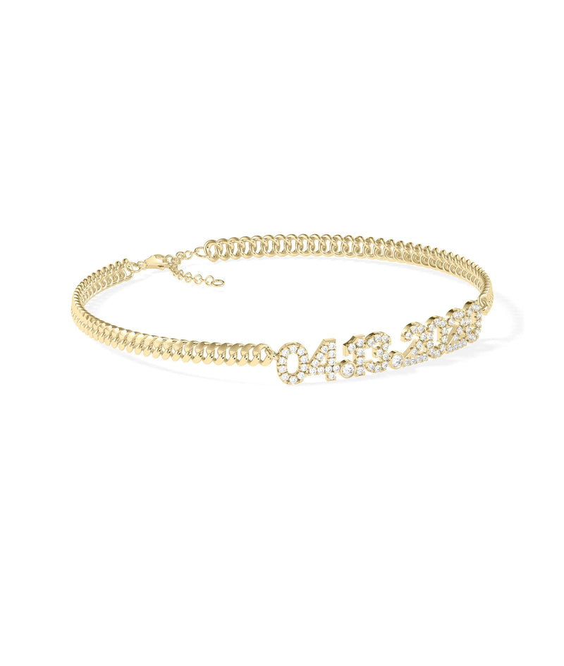 Custom Diamond Pave Date Curb Link Bracelet - 79e | Everyday 14K Gold Jewelry