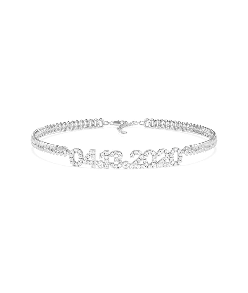 Custom Diamond Pave Date Curb Link Bracelet - 79e | Everyday 14K Gold Jewelry