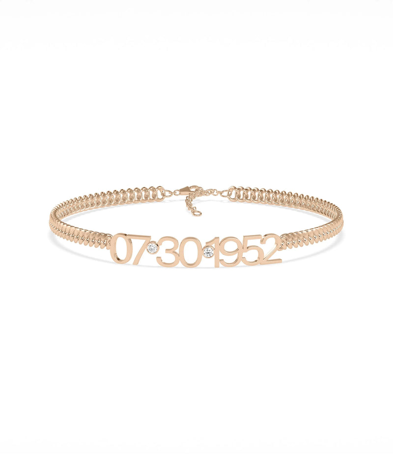 Custom Diamond Date Curb Link Bracelet - 79e | Everyday 14K Gold Jewelry
