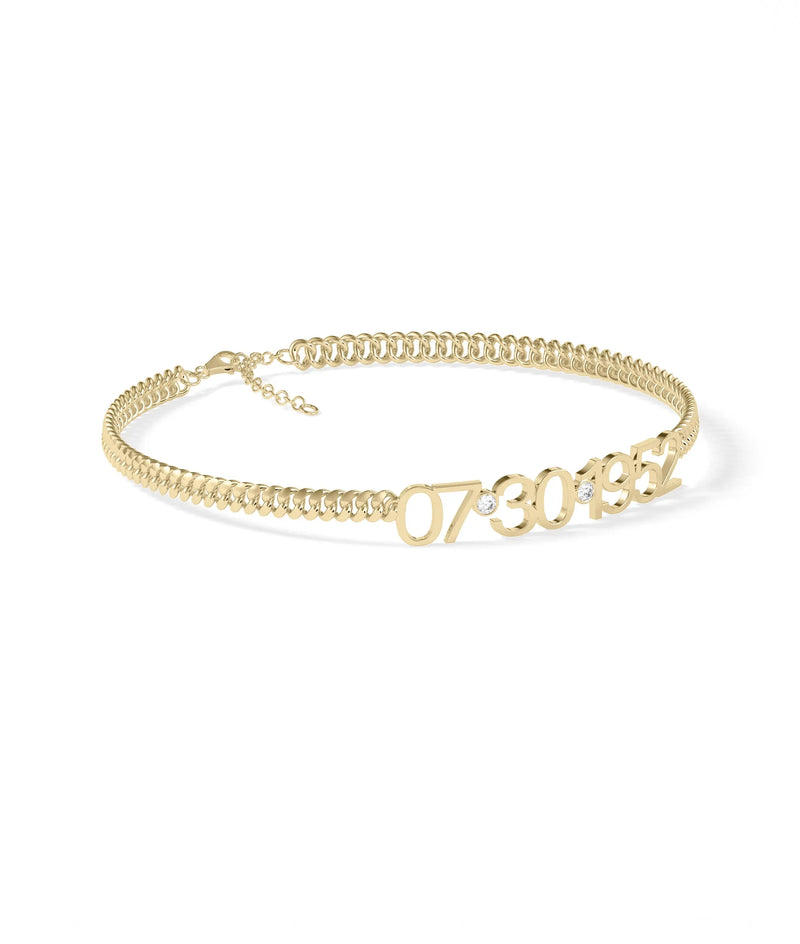 Custom Diamond Date Curb Link Bracelet - 79e | Everyday 14K Gold Jewelry