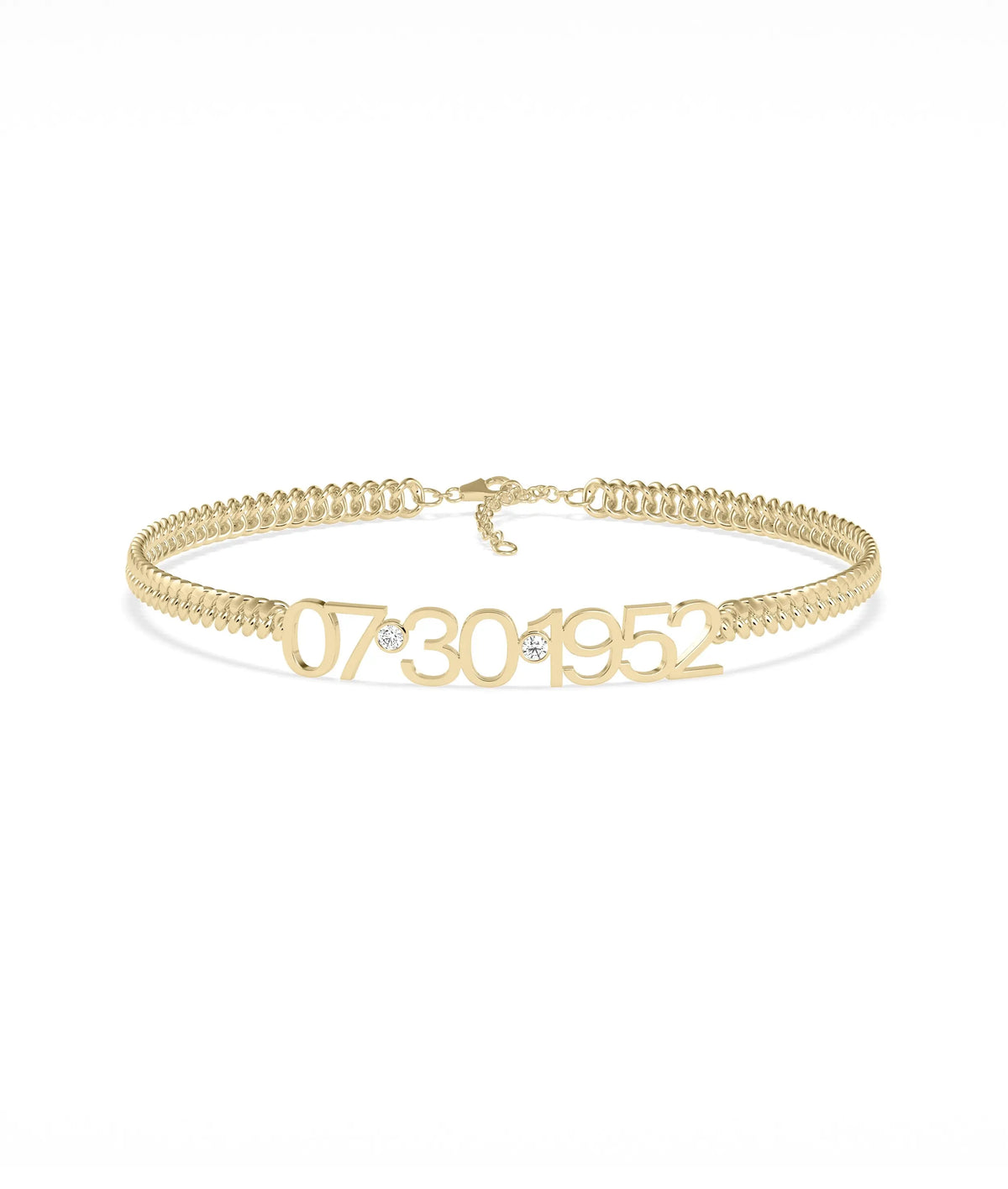 Custom Diamond Date Curb Link Bracelet - 79e | Everyday 14K Gold Jewelry