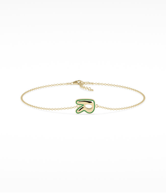 Enamel Outline Initial Bracelet - 79e | Everyday 14K Gold Jewelry