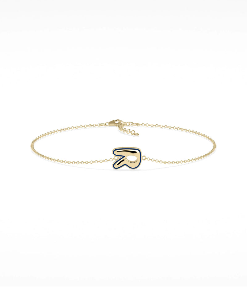 Enamel Outline Initial Bracelet - 79e | Everyday 14K Gold Jewelry