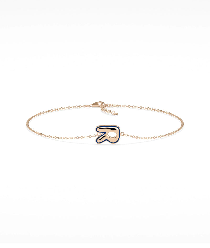 Enamel Outline Initial Bracelet - 79e | Everyday 14K Gold Jewelry