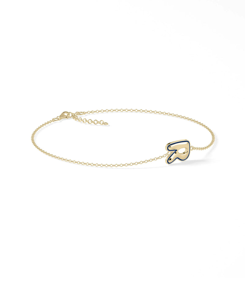Enamel Outline Initial Bracelet - 79e | Everyday 14K Gold Jewelry