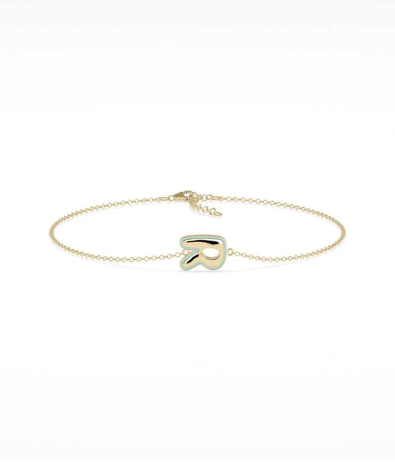 Enamel Outline Initial Bracelet - 79e | Everyday 14K Gold Jewelry