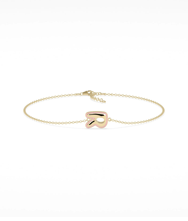 Enamel Outline Initial Bracelet - 79e | Everyday 14K Gold Jewelry