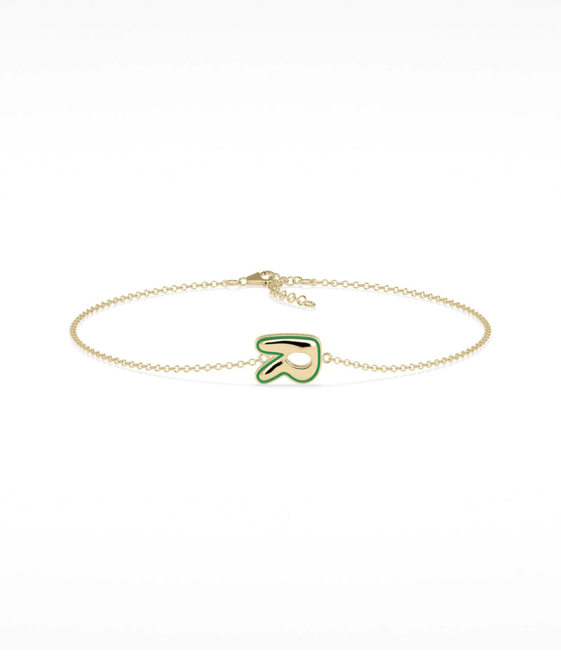 Enamel Outline Initial Bracelet - 79e | Everyday 14K Gold Jewelry