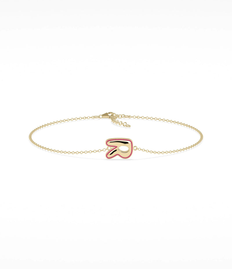 Enamel Outline Initial Bracelet - 79e | Everyday 14K Gold Jewelry