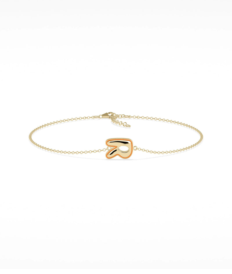 Enamel Outline Initial Bracelet - 79e | Everyday 14K Gold Jewelry