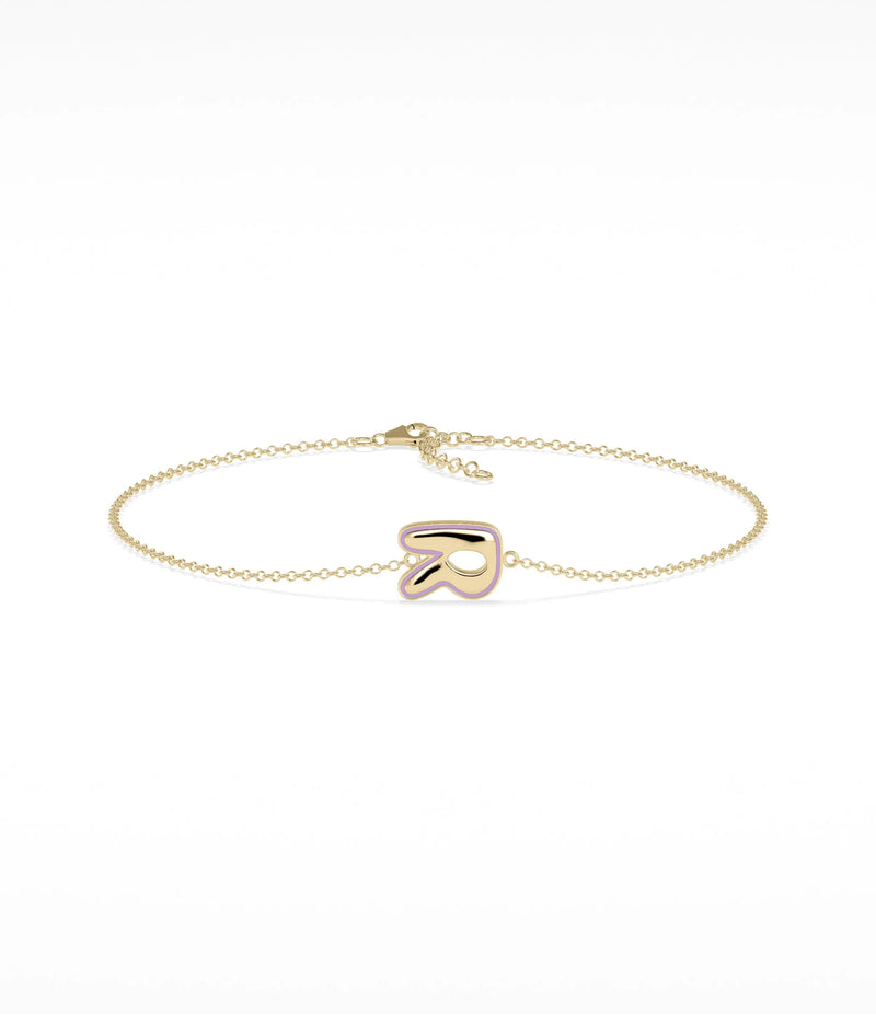 Enamel Outline Initial Bracelet - 79e | Everyday 14K Gold Jewelry