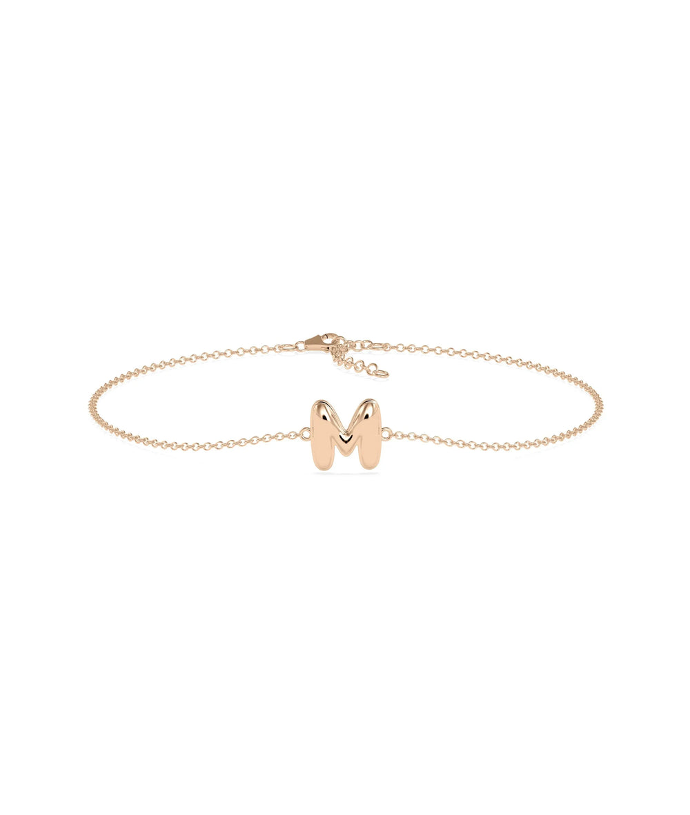 Bubble Initial Cable Chain Bracelet - 79e | Everyday 14K Gold Jewelry