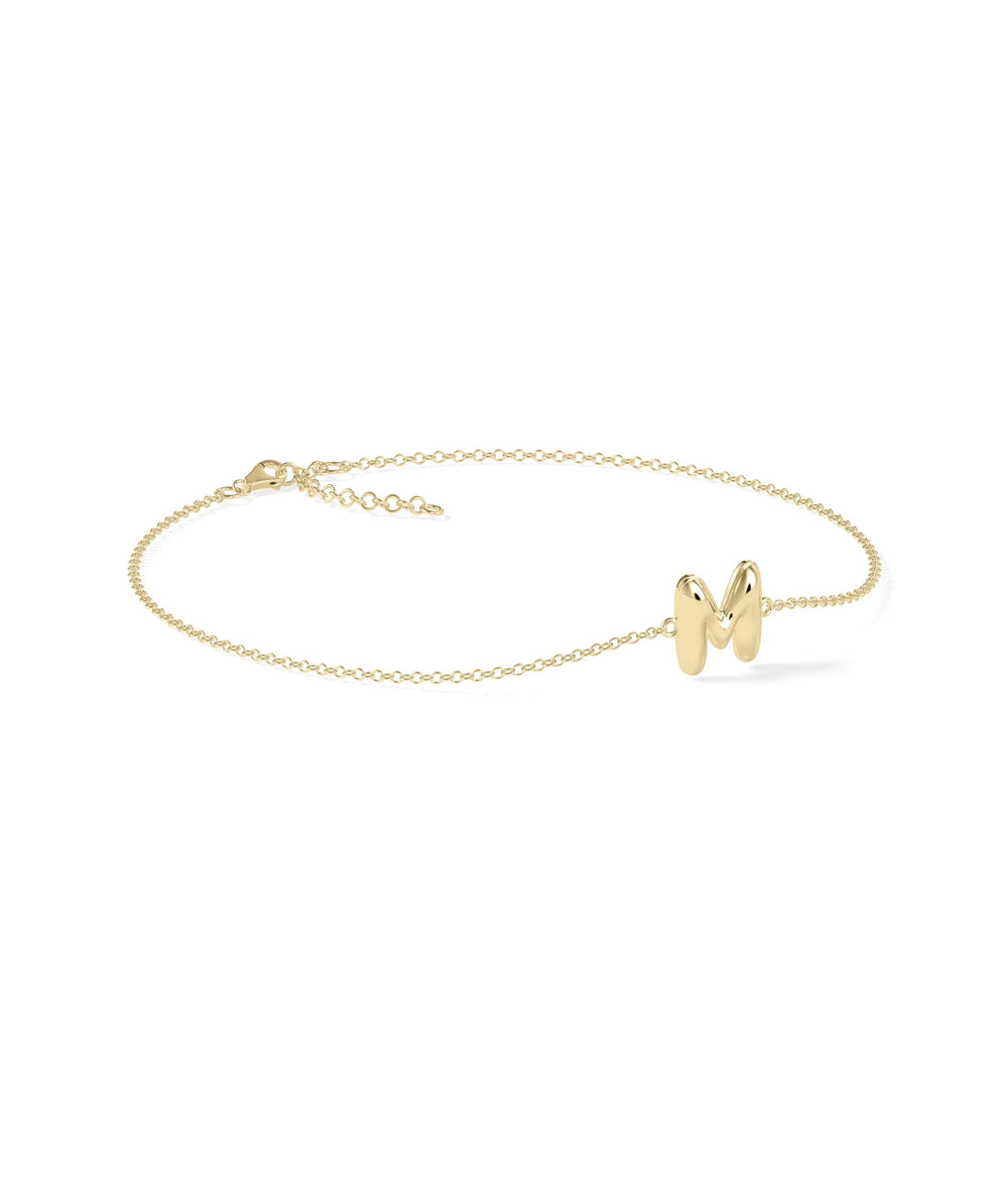 Bubble Initial Cable Chain Bracelet - 79e | Everyday 14K Gold Jewelry