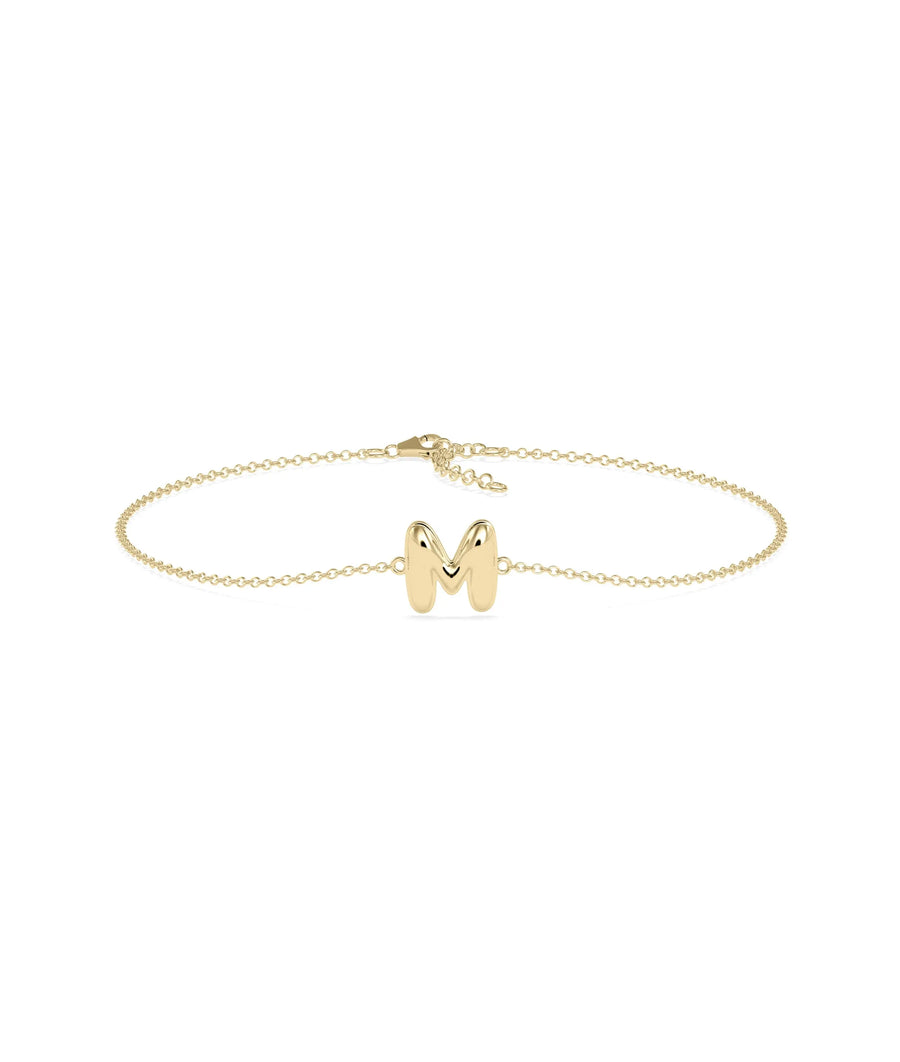 Bubble Initial Cable Chain Bracelet - 79e | Everyday 14K Gold Jewelry