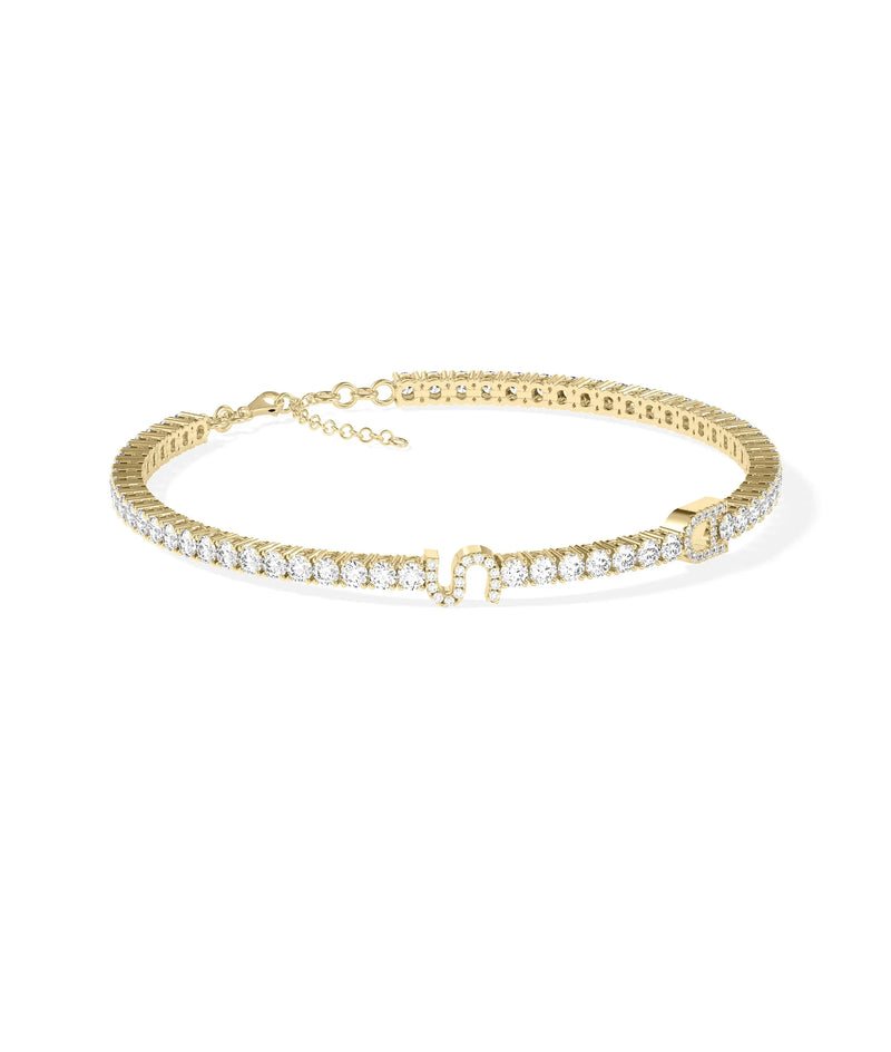    Custom Diamond Pave Initial Tennis Bracelet Bracelet 79e | Everyday 14K Gold Jewelry