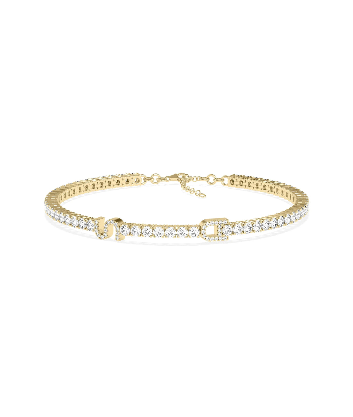    Custom Diamond Pave Initial Tennis Bracelet Bracelet 79e | Everyday 14K Gold Jewelry