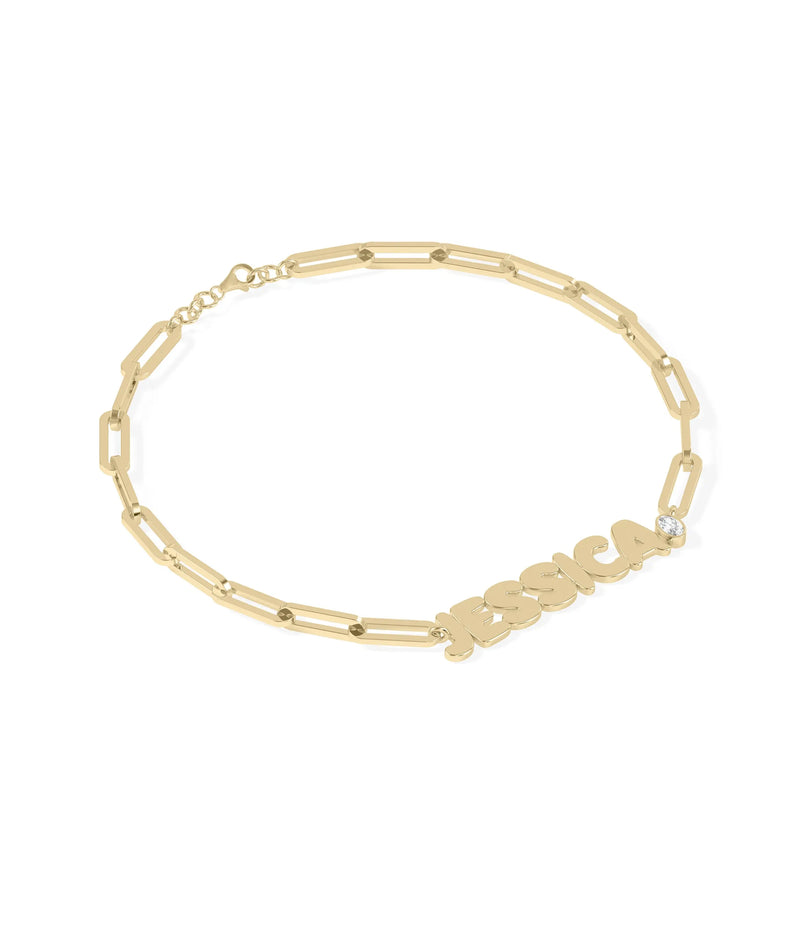 Custom Initial Paper Clip Bracelet - 79e | Everyday 14K Gold Jewelry