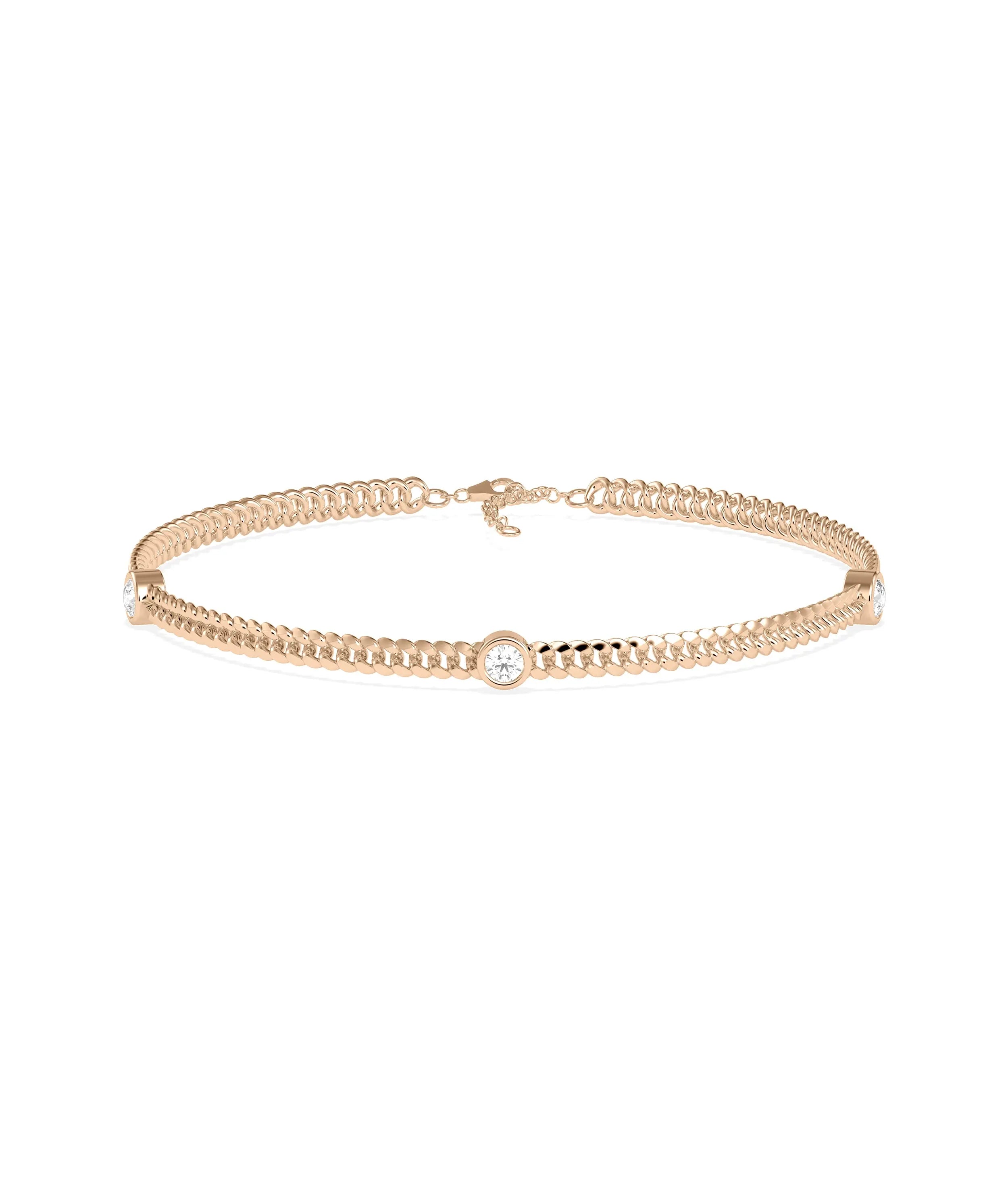 Curb Link Diamond Station Bracelet - 79e | Everyday 14K Gold Jewelry