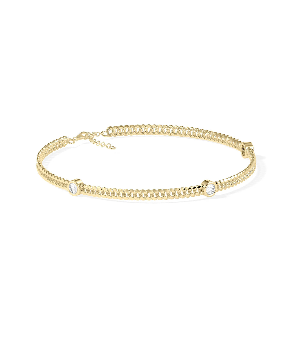 Curb Link Diamond Station Bracelet - 79e | Everyday 14K Gold Jewelry
