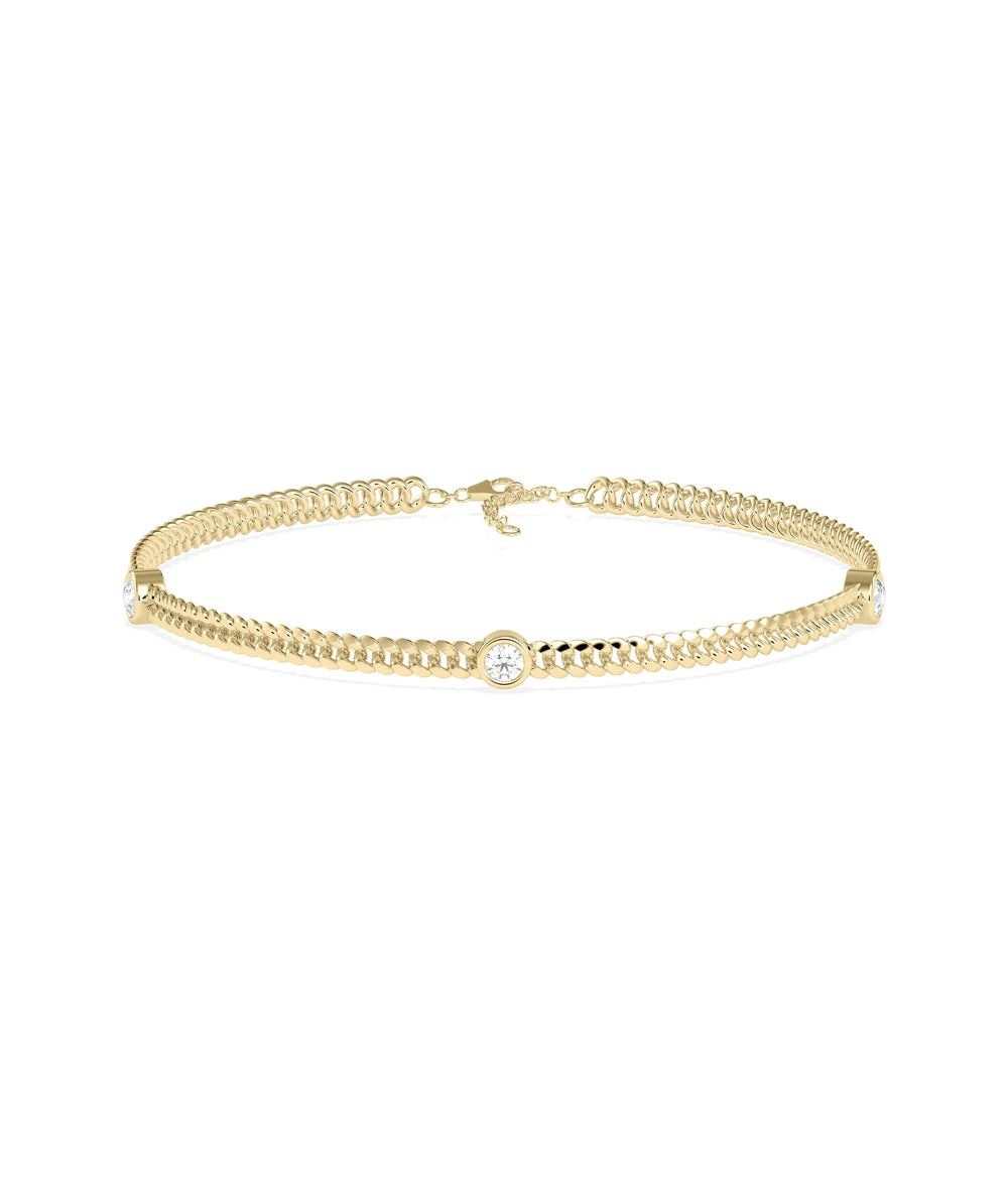 Curb Link Diamond Station Bracelet - 79e | Everyday 14K Gold Jewelry