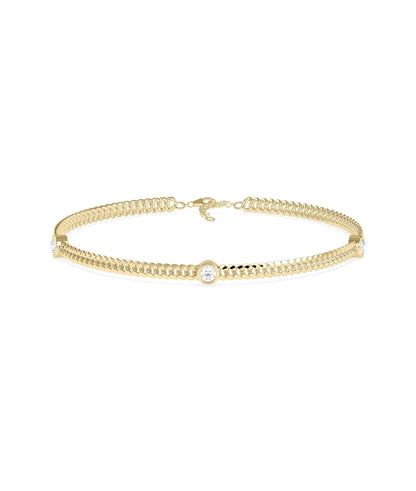 Curb Link Diamond Station Bracelet - 79e | Everyday 14K Gold Jewelry