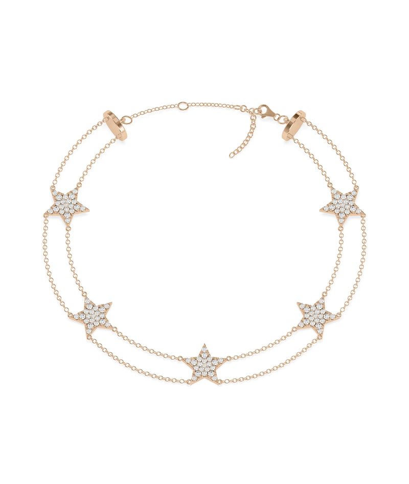 Diamond Star Pave with 2 Row Cable Chain Bracelet - 79e | Everyday 14K Gold Jewelry