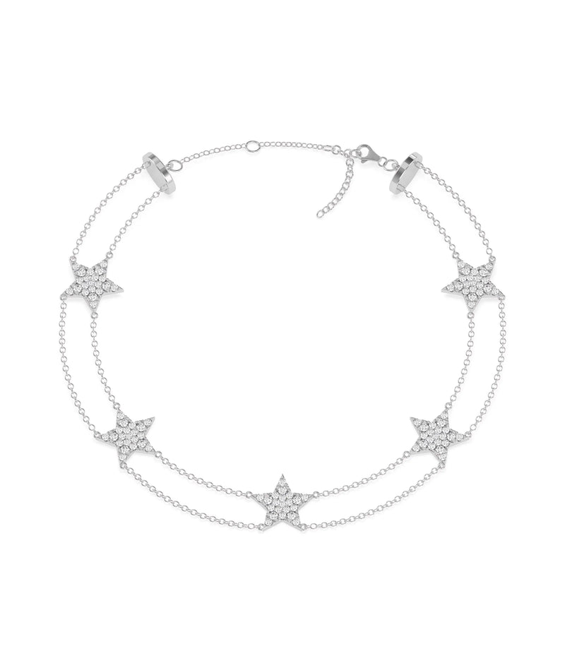 Diamond Star Pave with 2 Row Cable Chain Bracelet - 79e | Everyday 14K Gold Jewelry