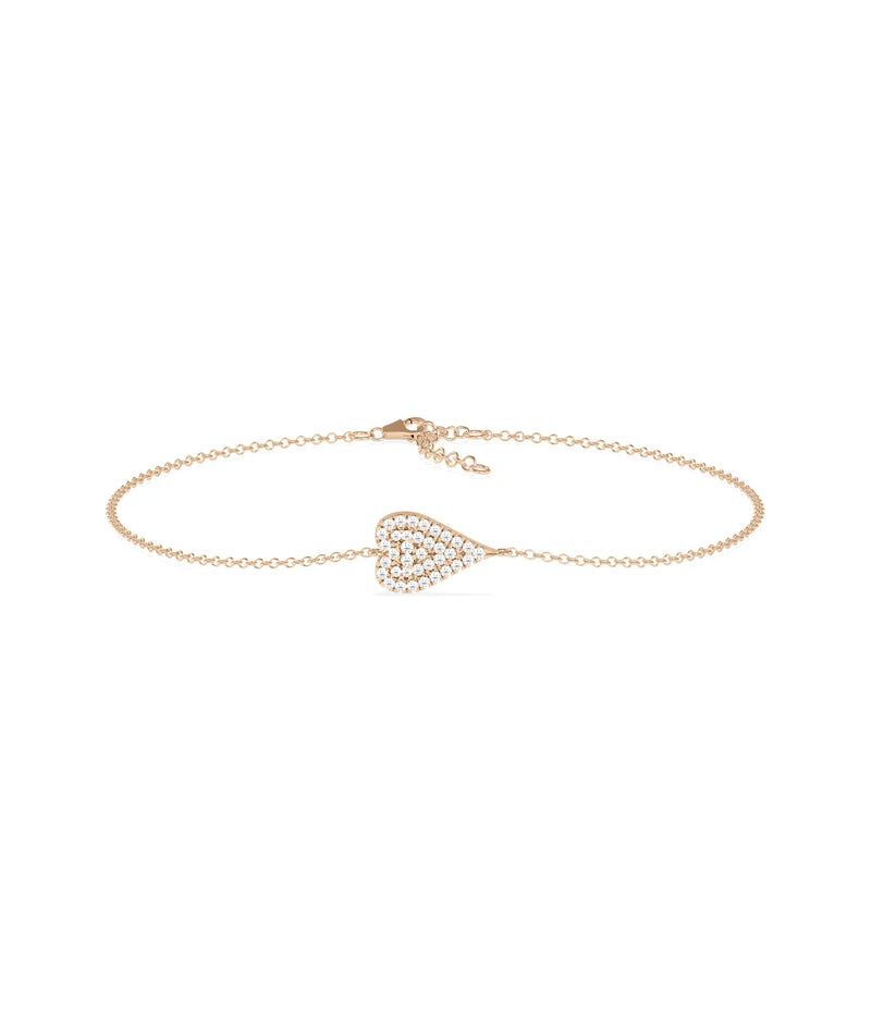 Diamond Pave Heart Bracelet - 79e | Everyday 14K Gold Jewelry