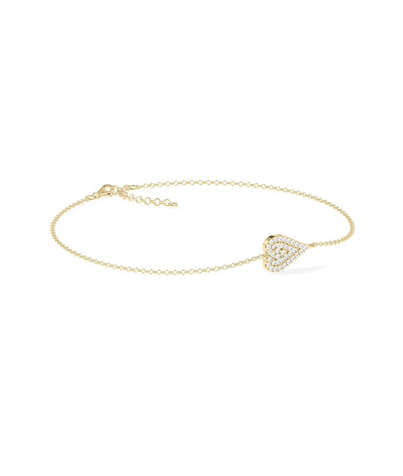 Diamond Pave Heart Bracelet - 79e | Everyday 14K Gold Jewelry
