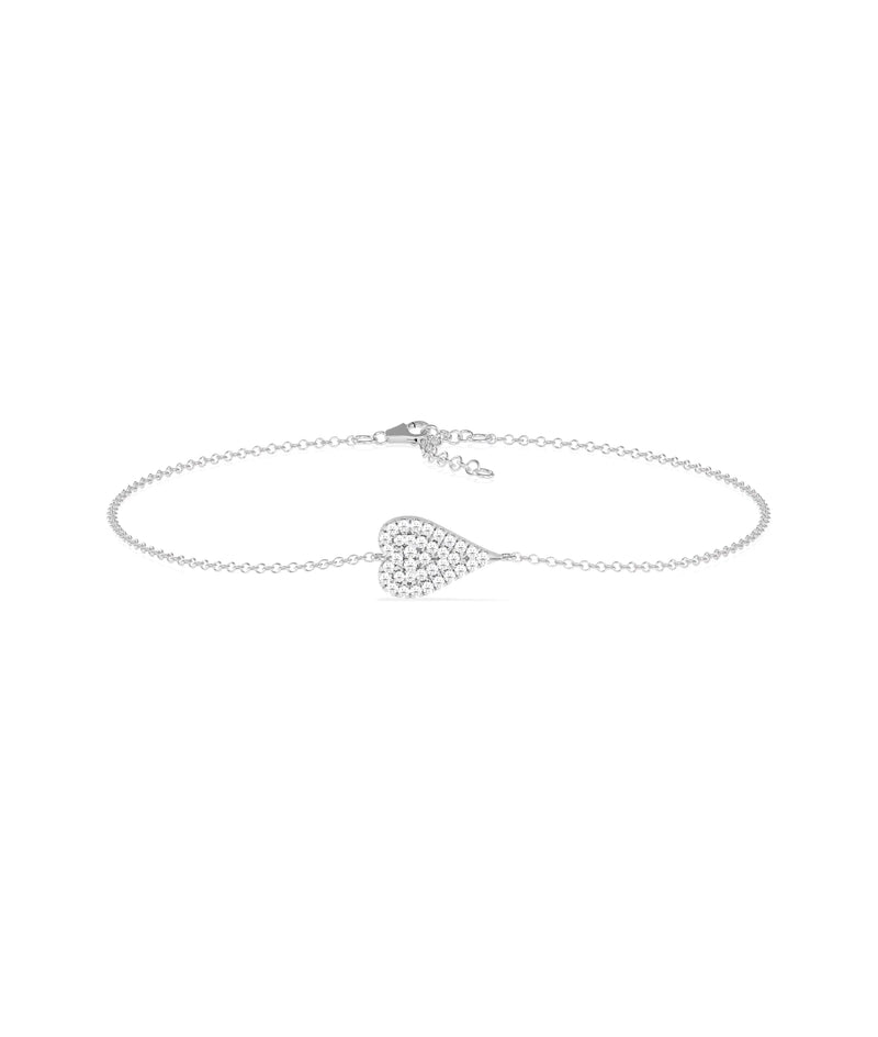 Diamond Pave Heart Bracelet - 79e | Everyday 14K Gold Jewelry