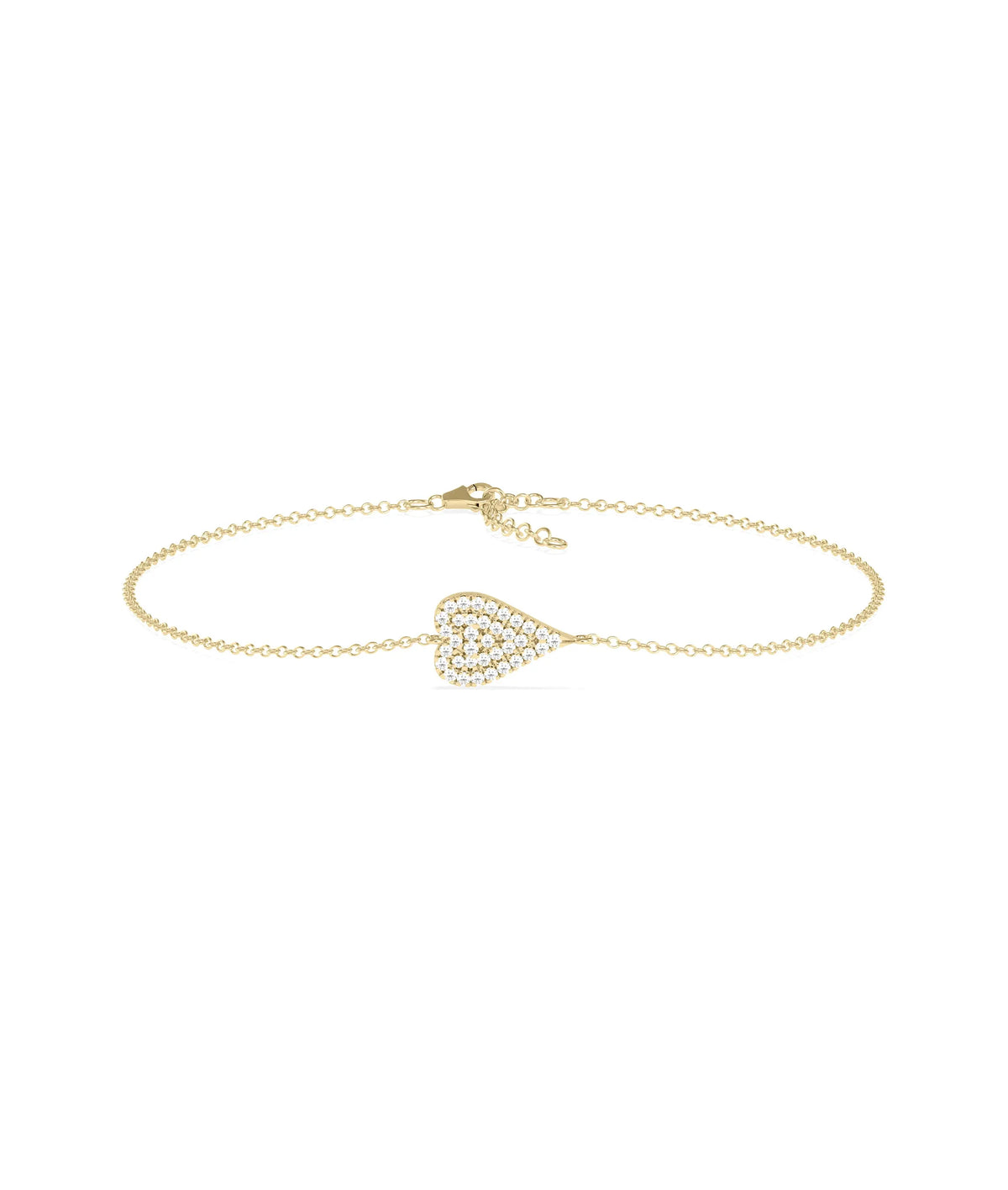 Diamond Pave Heart Bracelet - 79e | Everyday 14K Gold Jewelry