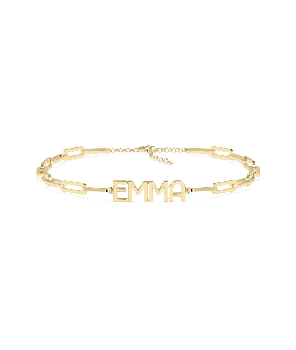 Custom Name Paper Clip Bracelet - 79e | Everyday 14K Gold Jewelry