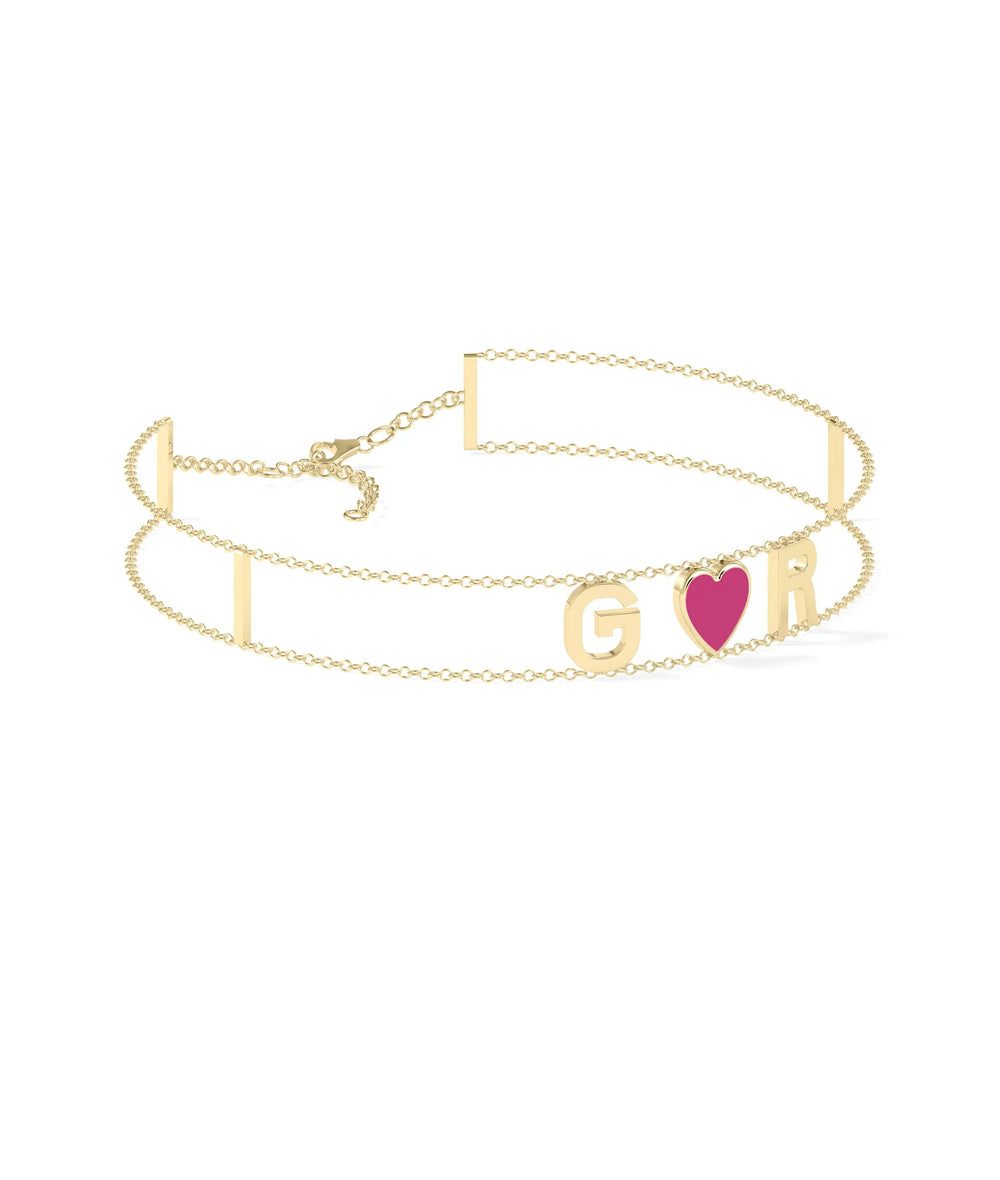 Custom Initial 2 Row Cable Chain Bracelet - 79e | Everyday 14K Gold Jewelry