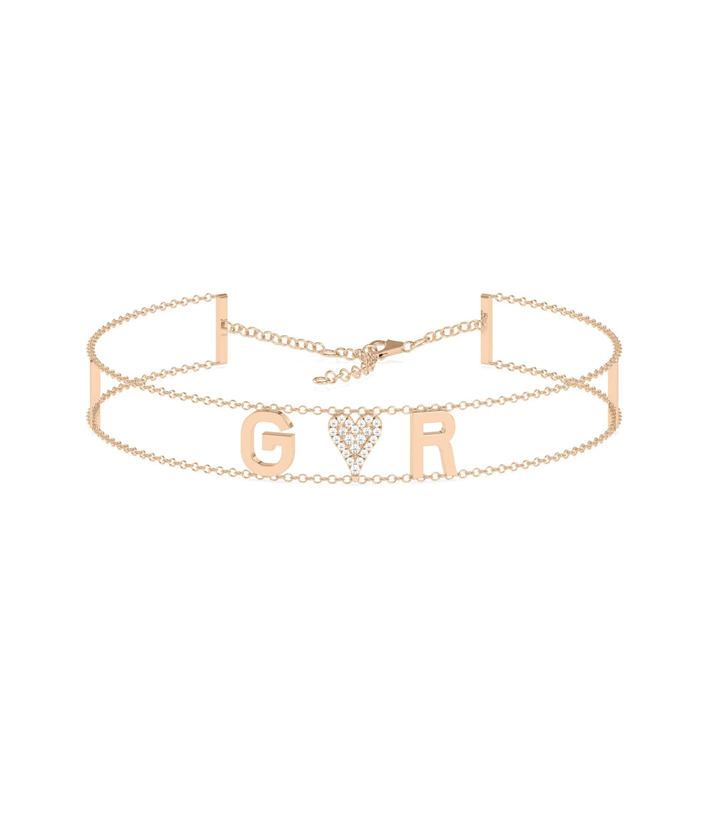 Diamond Initial Double Row Bracelet - 79e | Everyday 14K Gold Jewelry