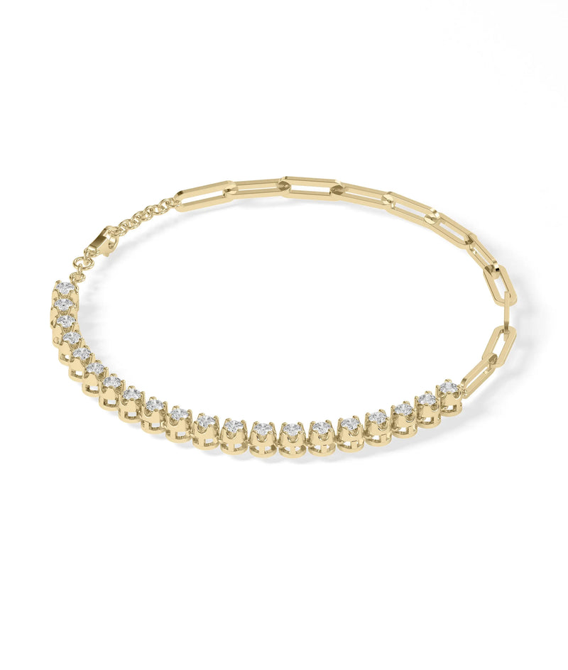 Diamond Tennis and Paper Clip Bracelet - 79e | Everyday 14K Gold Jewelry