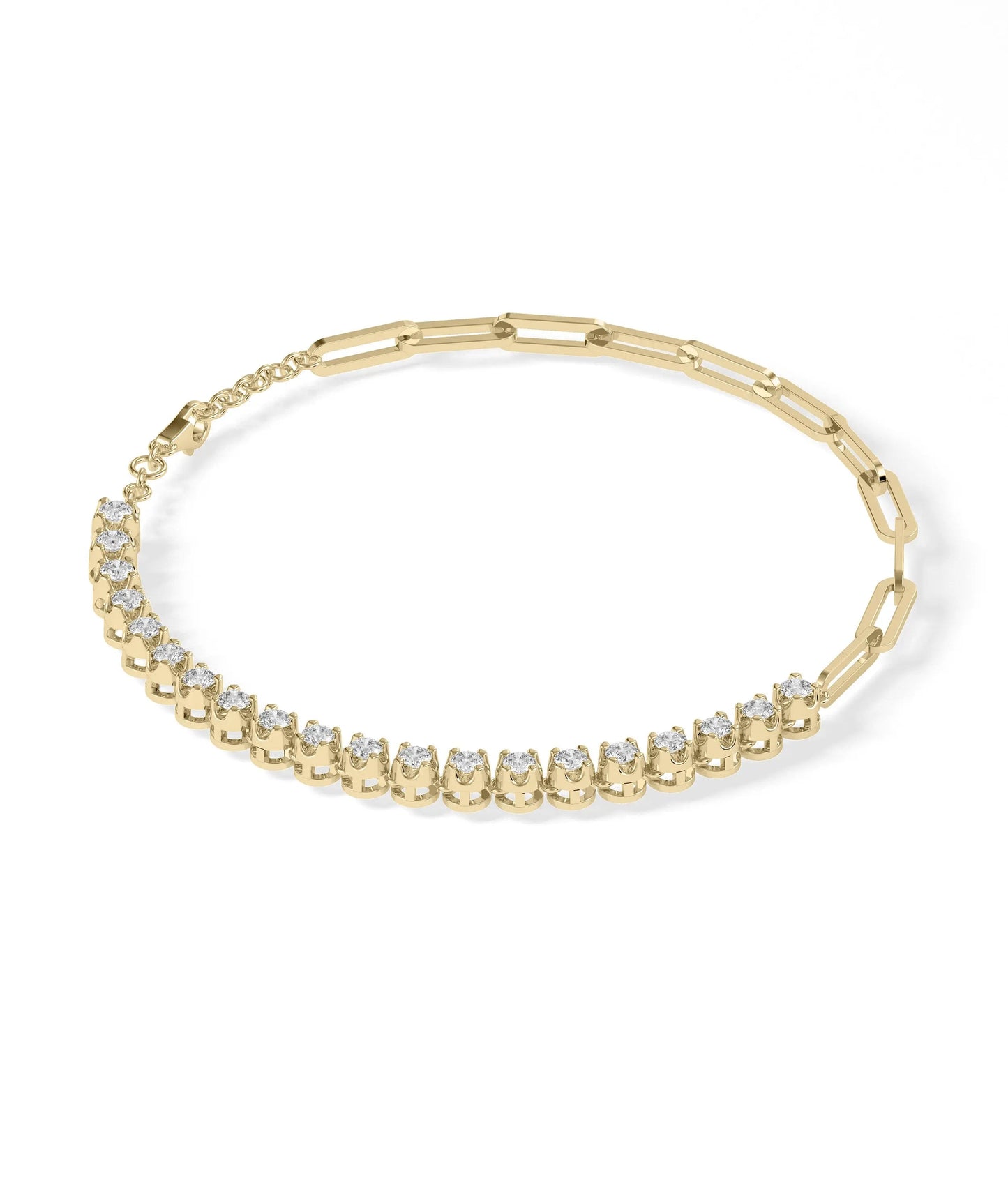 Diamond Tennis and Paper Clip Bracelet - 79e | Everyday 14K Gold Jewelry