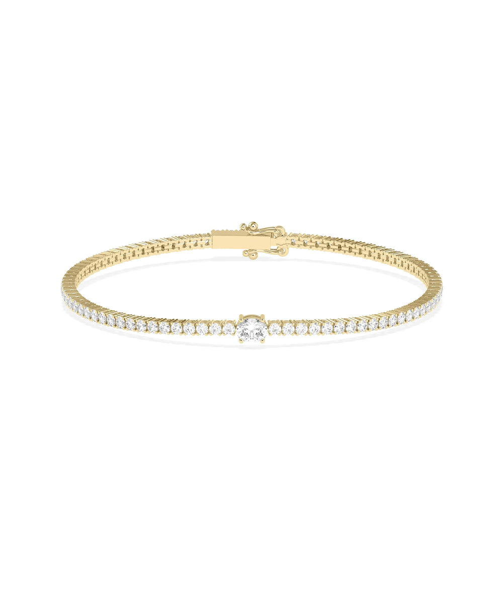 Diamond Tennis Bracelet with Solitaire - 79e | Everyday 14K Gold Jewelry