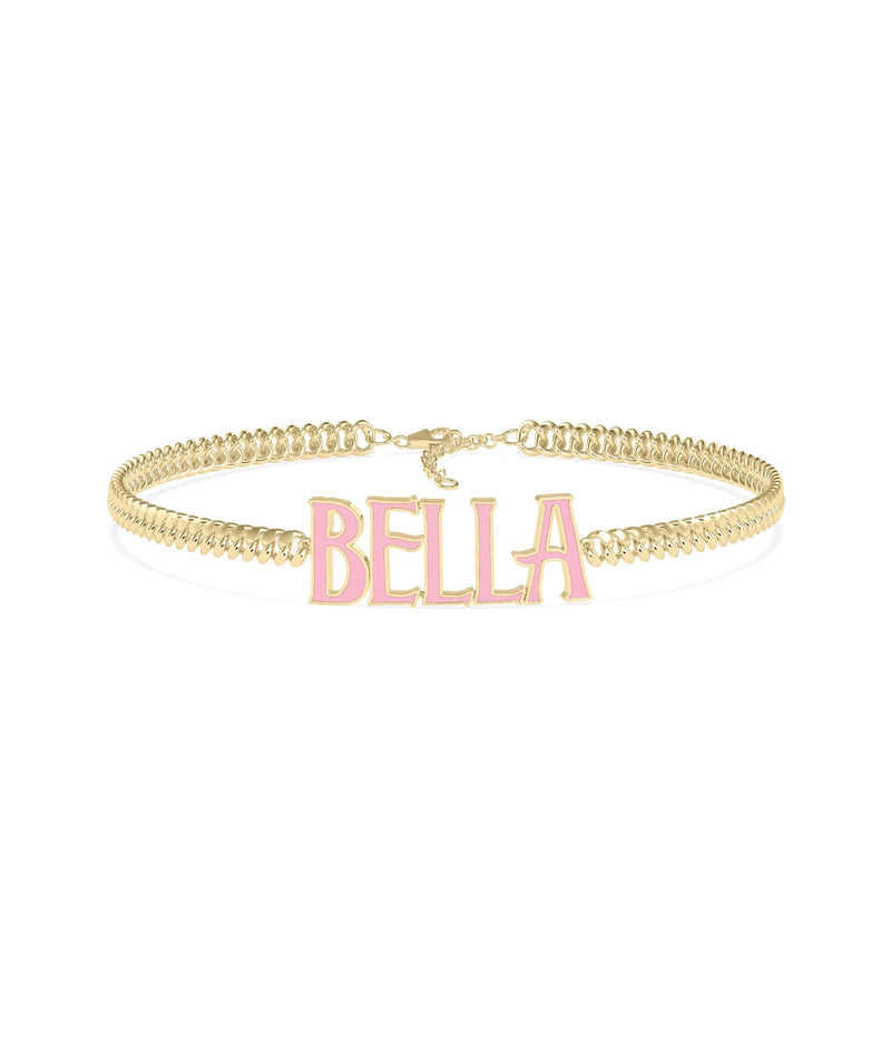 Custom Enamel Name Curb Link Bracelet - 79e | Everyday 14K Gold Jewelry