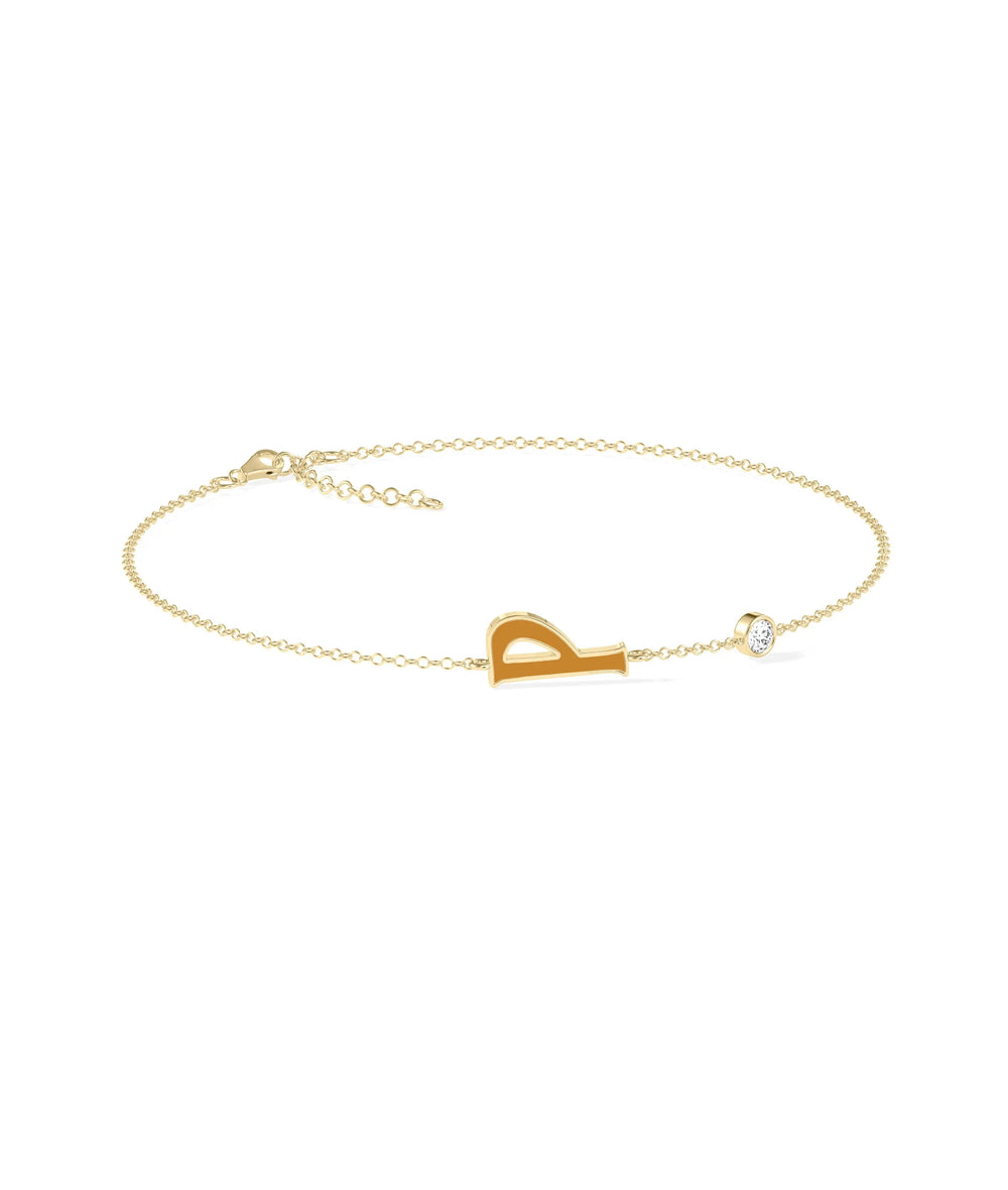 Initial and Diamond Solitaire Cable Chain Bracelet - 79e | Everyday 14K Gold Jewelry