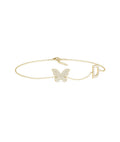 Diamond Initial & Butterfly Cable Chain Bracelet
