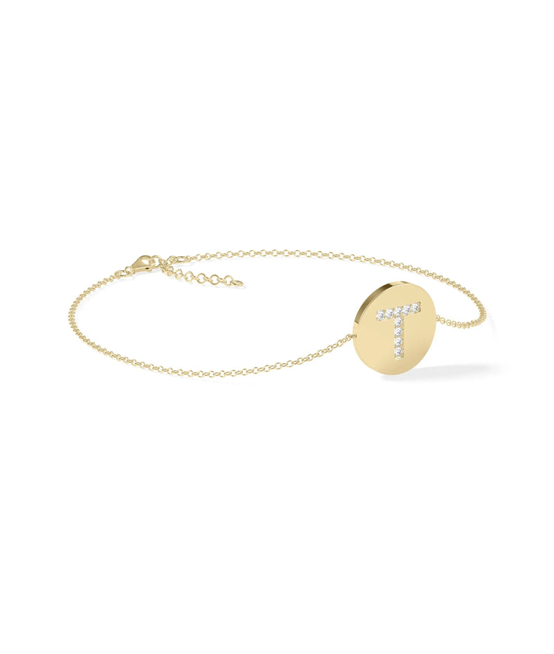Diamond Initial Coin Bracelet - 79e | Everyday 14K Gold Jewelry