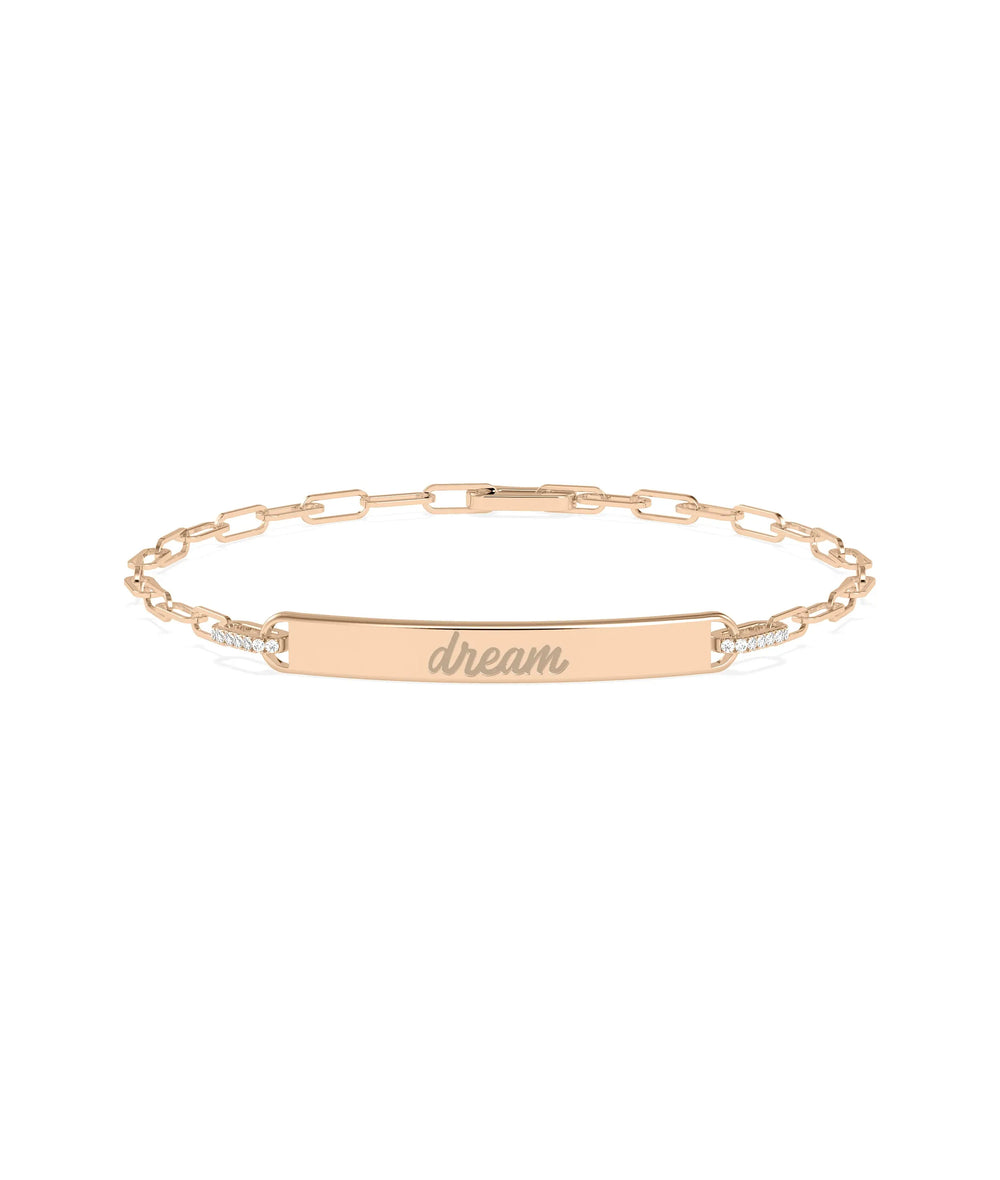 Personalize Bar Paper Clip Bracelet - 79e | Everyday 14K Gold Jewelry