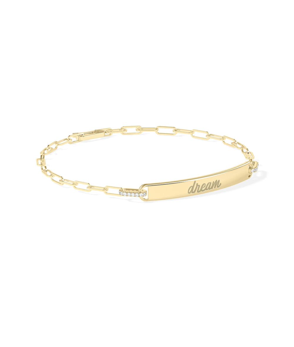 Personalize Bar Paper Clip Bracelet - 79e | Everyday 14K Gold Jewelry