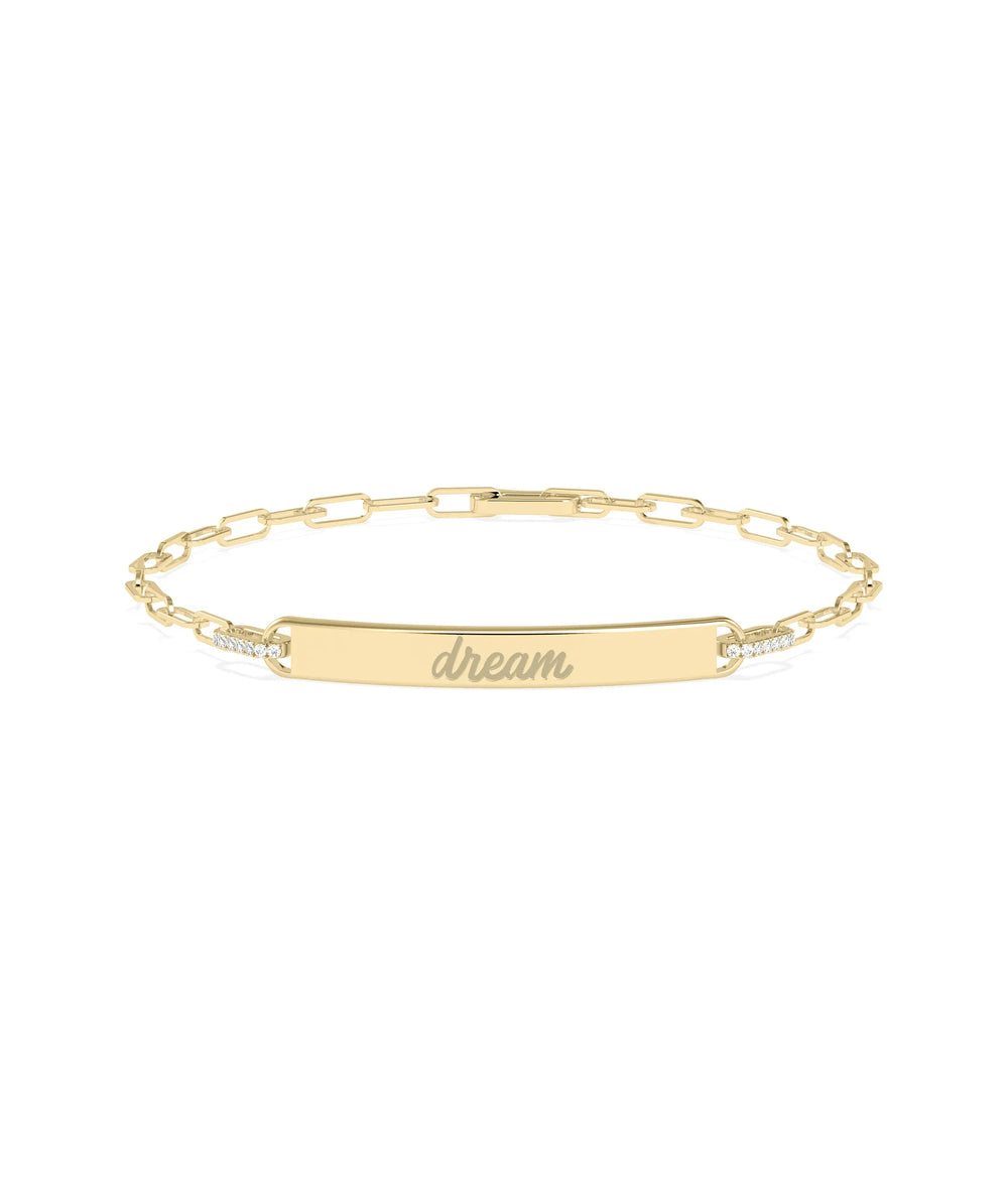 Personalize Bar Paper Clip Bracelet - 79e | Everyday 14K Gold Jewelry