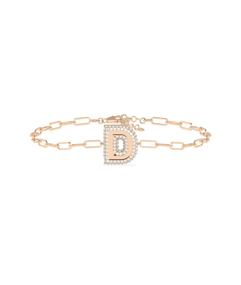 Diamond Outline Initial Bracelet - 79e | Everyday 14K Gold Jewelry