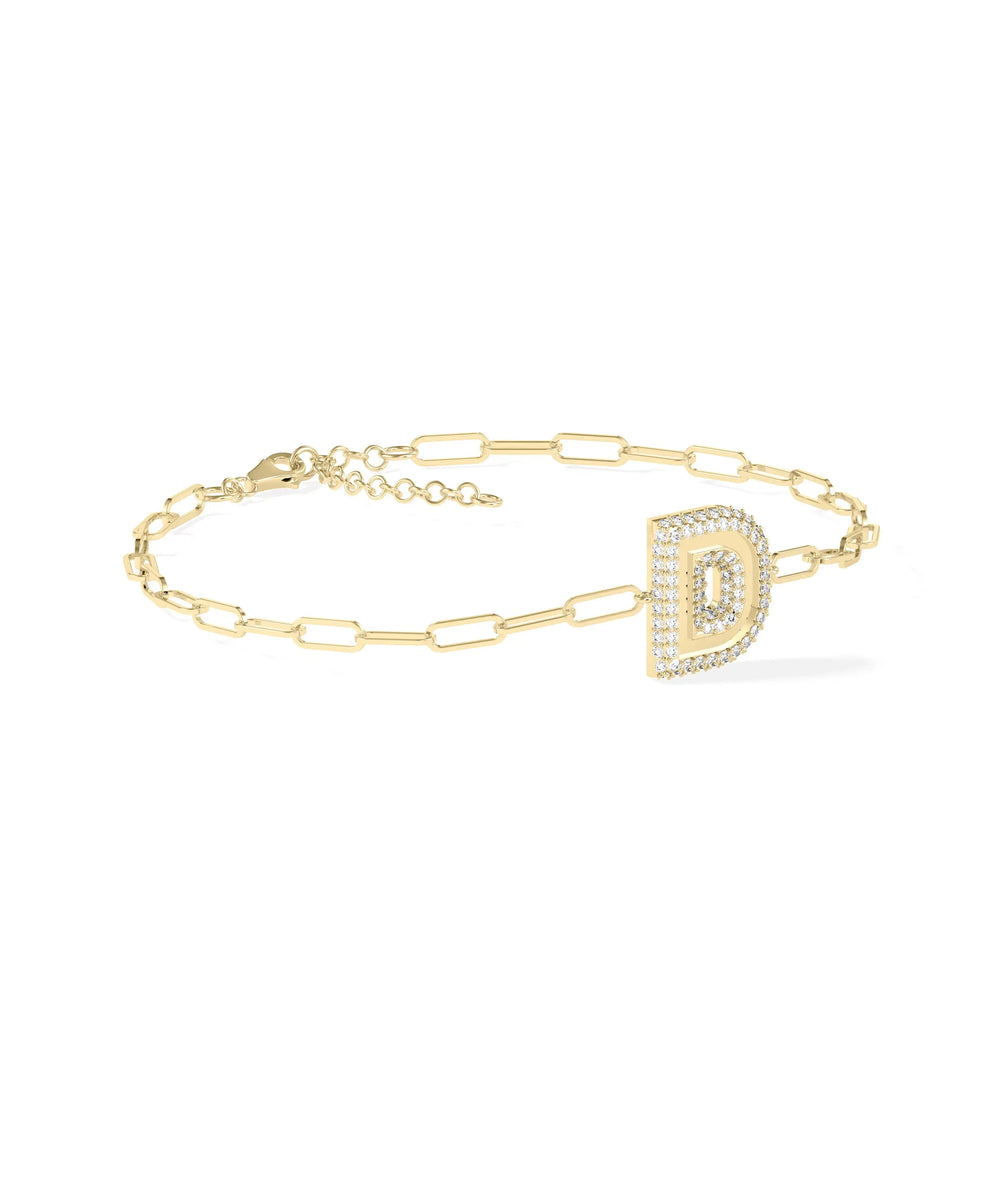 Diamond Outline Initial Bracelet - 79e | Everyday 14K Gold Jewelry
