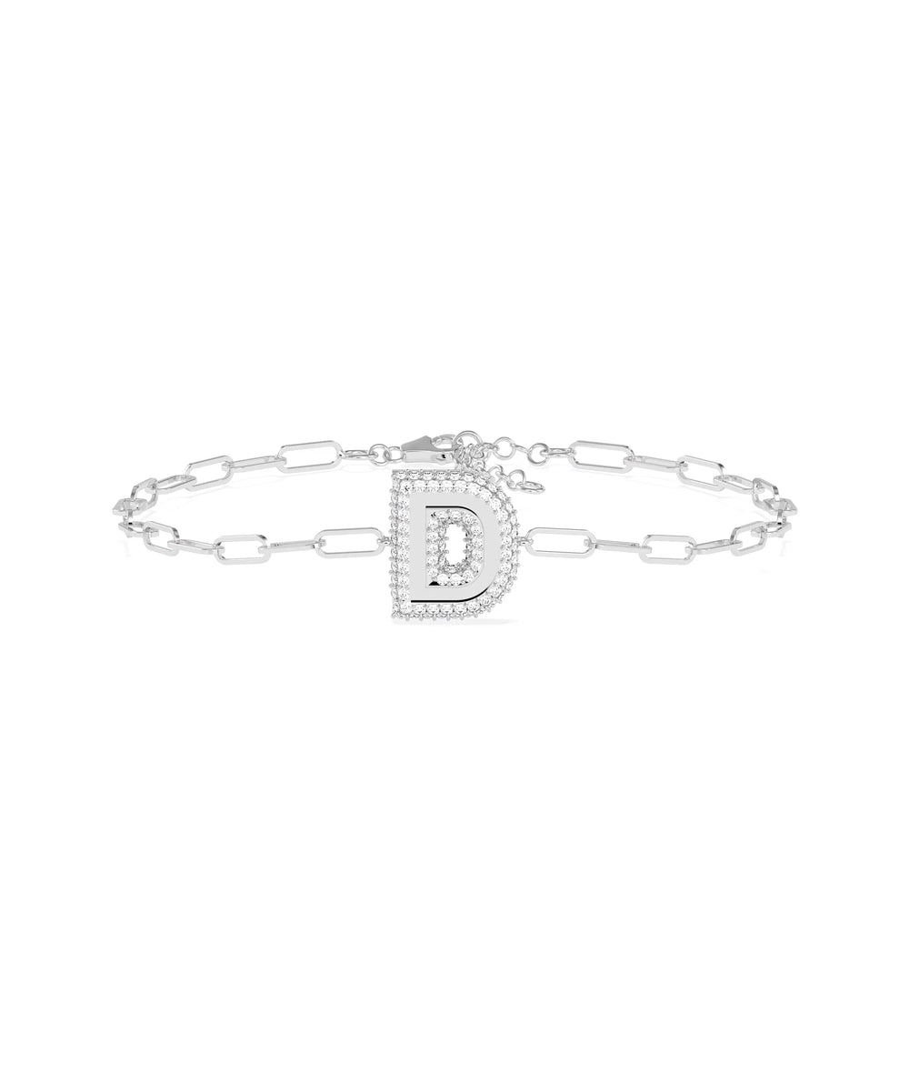 Diamond Outline Initial Bracelet - 79e | Everyday 14K Gold Jewelry