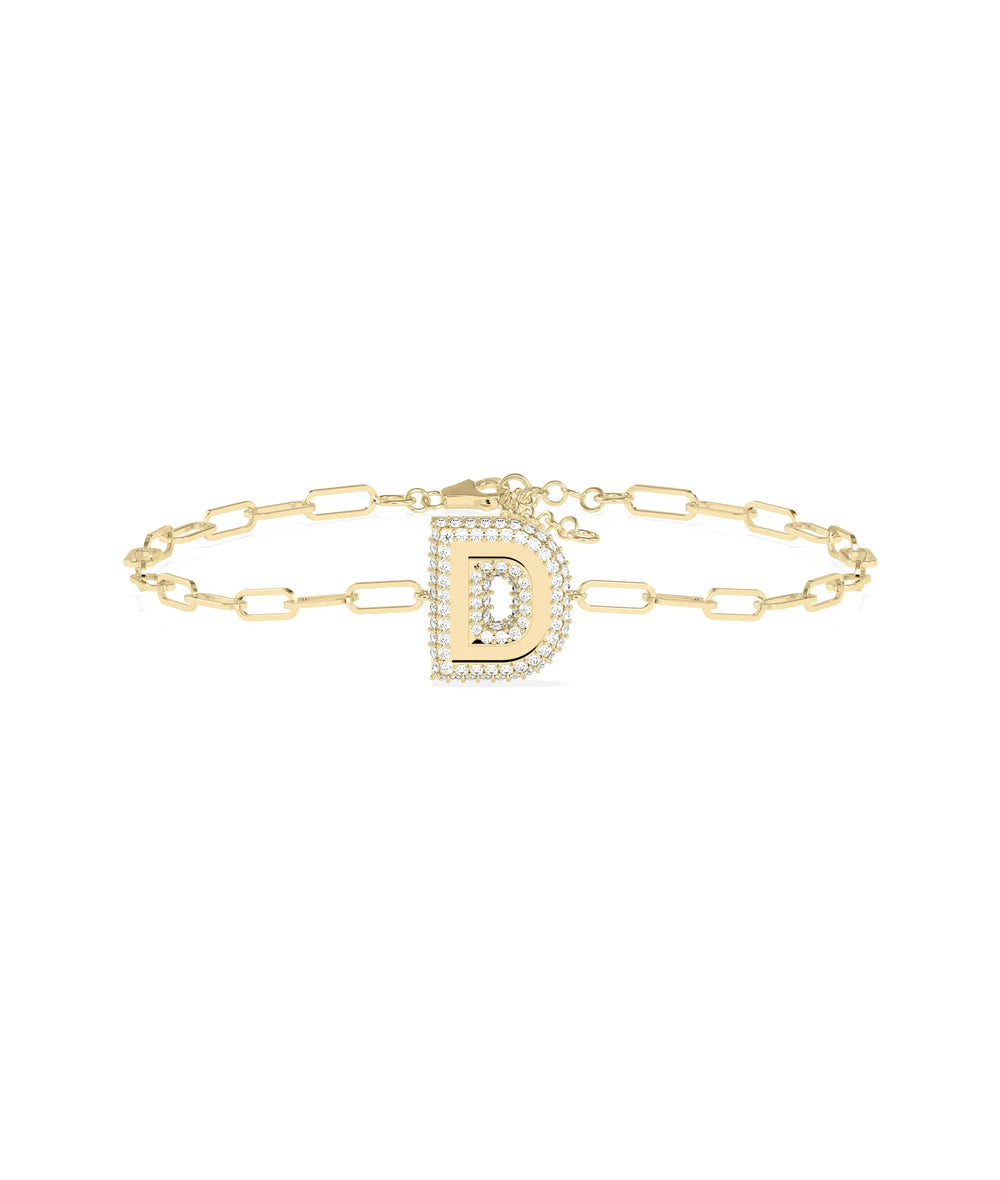 Diamond Outline Initial Bracelet - 79e | Everyday 14K Gold Jewelry