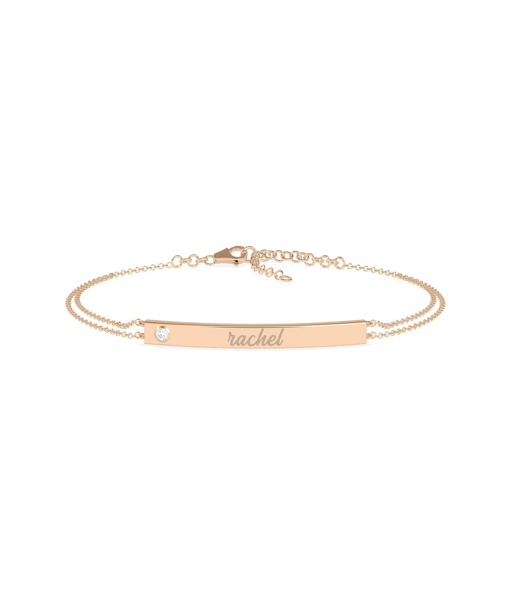 Personalize Bar 2 Row Cable Chain Bracelet - 79e | Everyday 14K Gold Jewelry